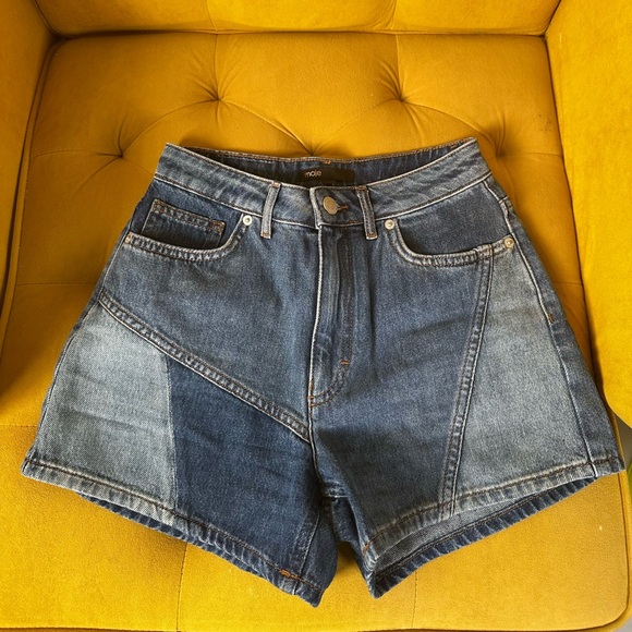 Maje Two-Tone Blue Jean Shorts - Picture 1 of 3